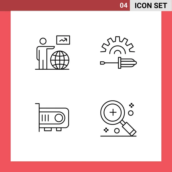 Conjunto Icones Modernos Símbolos Sinais Para Homem Computador Seta Motorista — Vetor de Stock