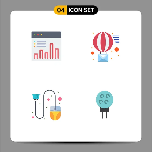 Set Modern Icons Sysymbols Signs Analysis Cart Graph Message Ecommerce — Vector de stock