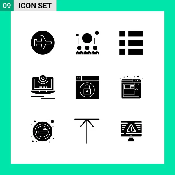 Universal Icon Symbols Group Modern Solid Glyphs Video Computer Management — Stockový vektor