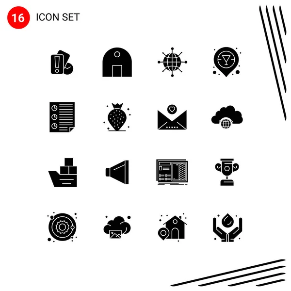 Thematic Vector Solid Glyphs Editable Symbols Four Data Real Estate — Stockový vektor