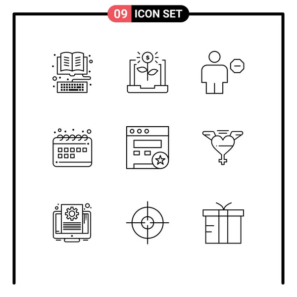 Pakket Van Moderne Contouren Tekenen Symbolen Voor Web Print Media — Stockvector