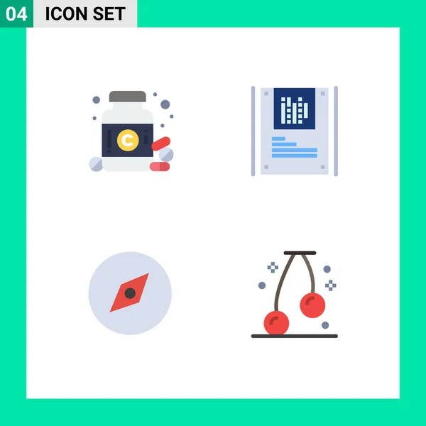 Thematic Vector Flat Icons Editable Sysymbols Diet Map Pills Data — Archivo Imágenes Vectoriales