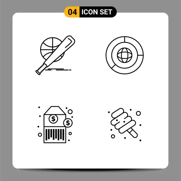 Stock Vector Icon Pack Líneas Signos Símbolos Para Béisbol Código — Vector de stock