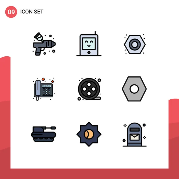 Pictogram Set Simple Filledline Flat Colors Reel Movie Nut Telegram — Stockový vektor