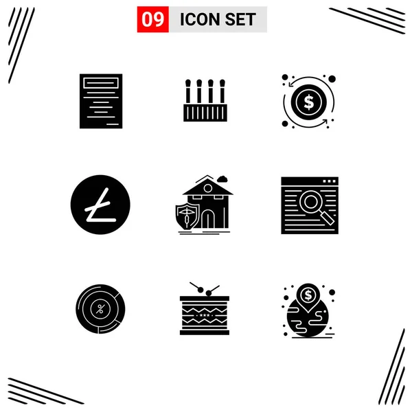 Universal Icon Symbols Group Modern Solid Glyphs Casualty Home Dollar — Stock Vector
