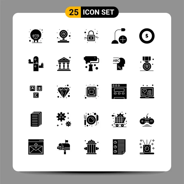 Thematic Vector Solid Glyphs Editable Symbols Dollar Hardware Closed Gadget — 스톡 벡터