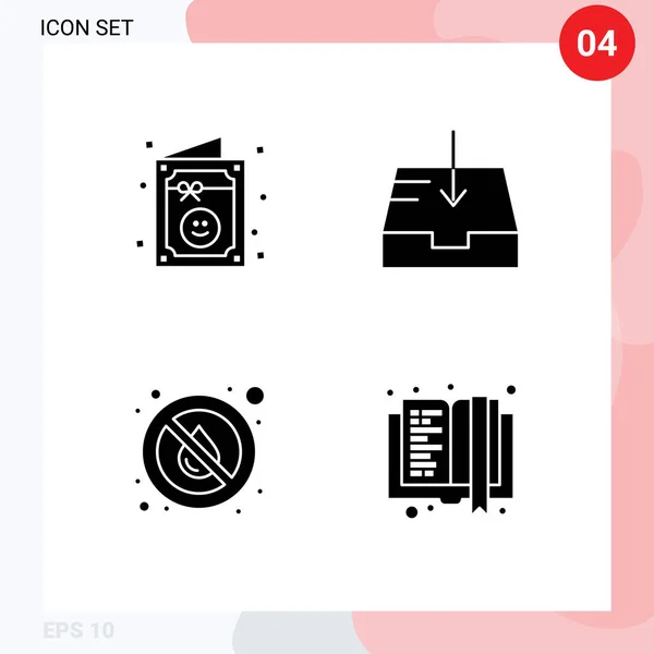 Modern Set Solid Glyphs Pictograph Birthday Rain Party Receive Weather — 스톡 벡터