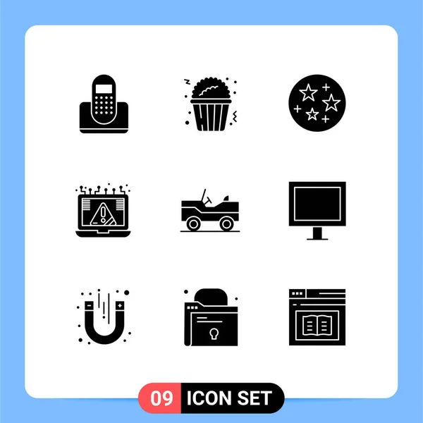 Set Modern Icons Sysymbols Signs Vehicle Security Science Notice Crime — Vector de stock