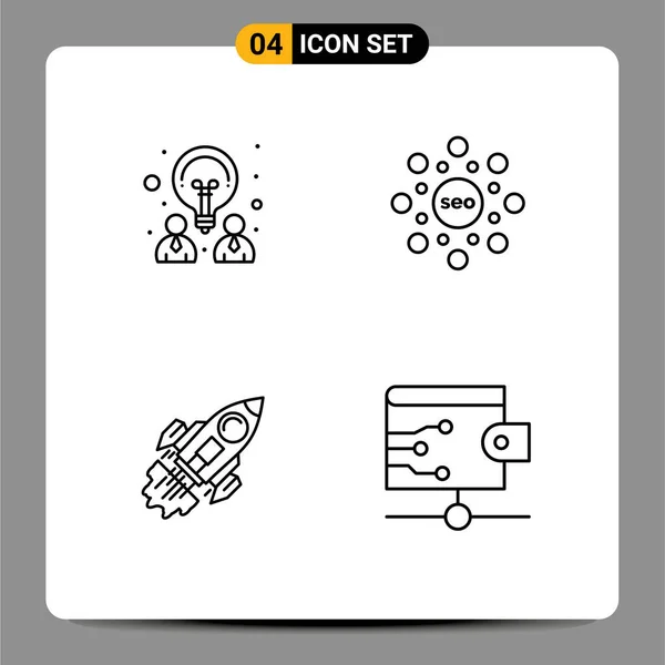 Set Modern Icons Symbols Signs Creative Business Partnership Seo Launch — Stock Vector