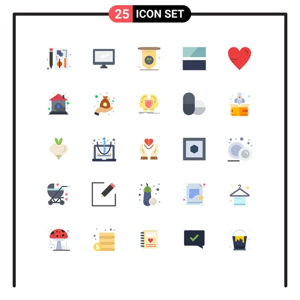Set Commercial Flat Colors Pack Study Heart Imac Layout Frame — Archivo Imágenes Vectoriales