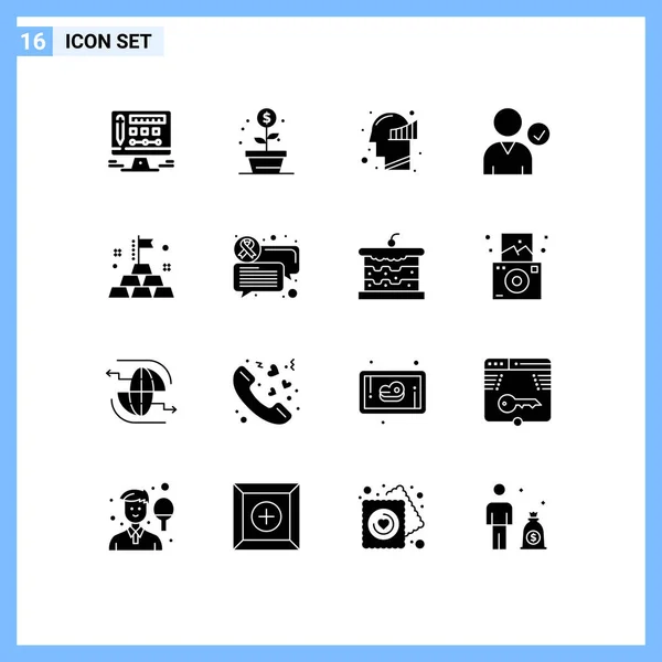 Интерфейс Glyph Пакет Современных Знаков Символов Чата Инвестиций Человека Золота — стоковый вектор
