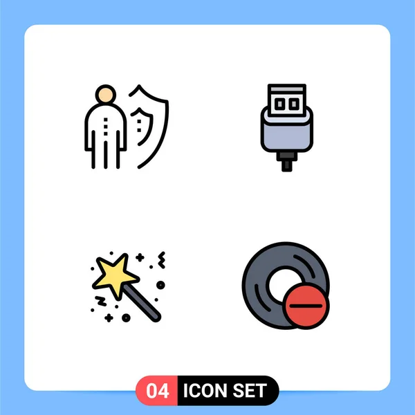 Creative Icons Modern Signs Sysymbols Insurance Magic Person Charge Star — Vector de stock