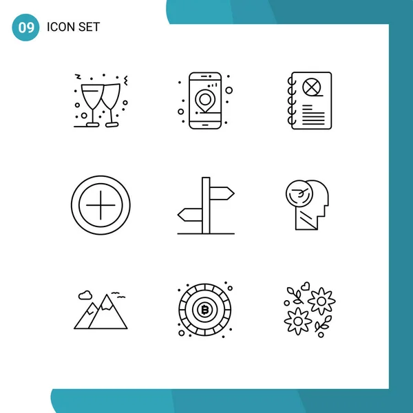 9标志 货币的专题矢量概述和可编辑符号 — 图库矢量图片
