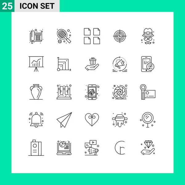 Mobile Interface Line Set Pictograms Money Funds Files Financial Business — Vector de stock