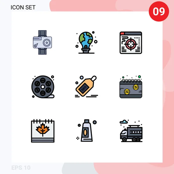 Creative Icons Modern Jelek Szimbólumok Seo Művészetek Villanykörte Művészet Cél — Stock Vector