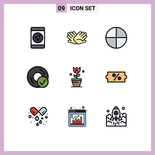 Set Modern Icons Sysymbols Signs Easter Gadget Aspirin Disc Connected — Vector de stock