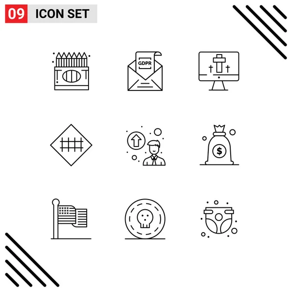 Stock Vector Icon Pack Líneas Señalización Símbolos Para Señalización Carreteras — Archivo Imágenes Vectoriales