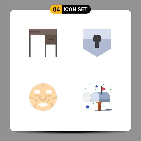 Group Modern Flat Icons Σετ Για Γραφείο Καλλυντικά Γραφείο Ασφάλεια — Διανυσματικό Αρχείο
