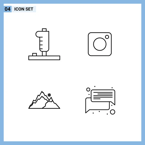 Mobile Interface Line Set Mit Piktogrammen Von Controller Landschaft Steuerknüppel — Stockvektor