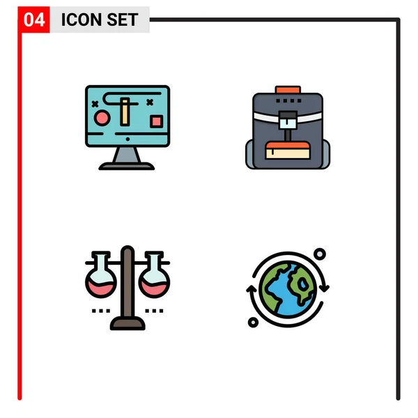 Conjunto Icones Modernos Símbolos Sinais Para Computador Laboratório Gráficos Escola — Vetor de Stock