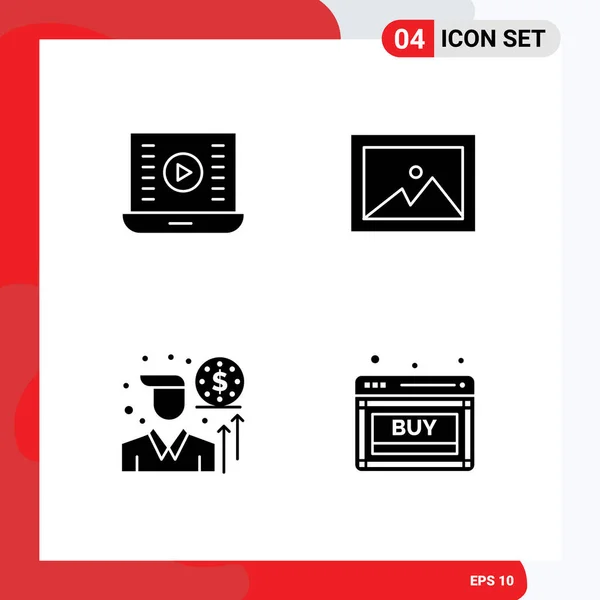 Set Modern Icons Sysymbols Signs Audio Play Investment Video Play — Vector de stock