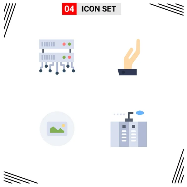 Flat Icon Concepto Para Websites Mobile Apps Servidor Base Datos — Archivo Imágenes Vectoriales