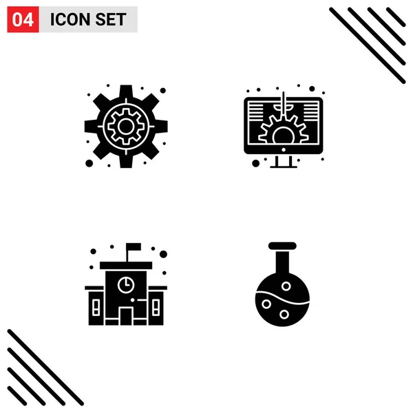Set Modern Icons Sysymbols Signs Business School Digital Screen Experiment — Vector de stock