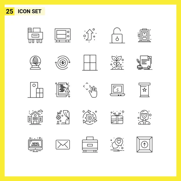 Pictogram Set Simple Lines Glass Living Right Home Security Editable — Stock Vector