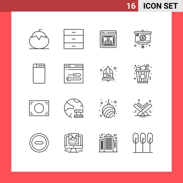 Universal Icon Symbols Gruppe Von Modernen Umrissen Von Maschine Diagramm — Stockvektor