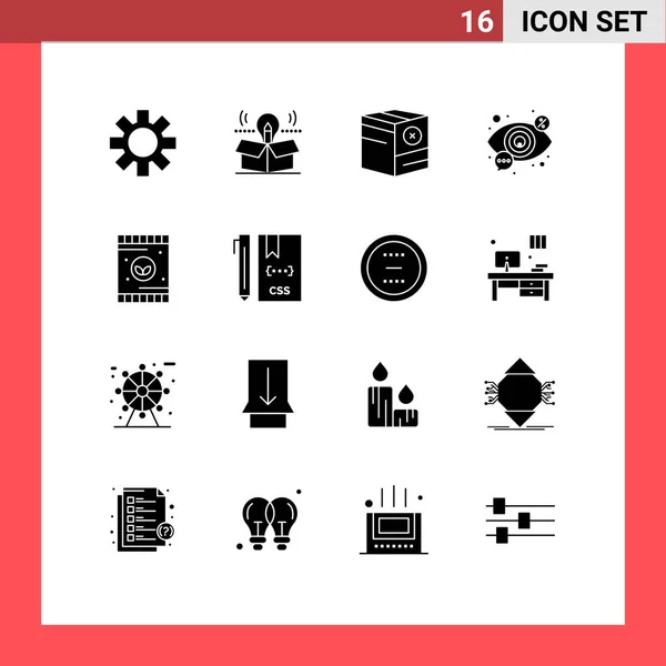 Stock Vector Icon Confezione Segni Simboli Linea Visione Seo Box — Vettoriale Stock