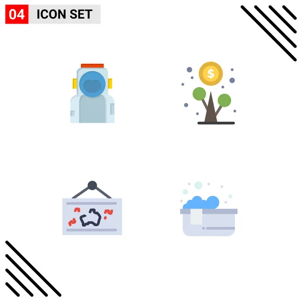 Flat Icon Pack Mit Universellen Symbolen Für Astronauten Rahmen Helm — Stockvektor