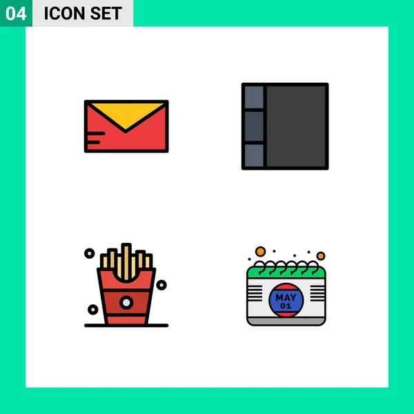 Ensemble Symboles Modernes Icônes Interface Utilisateur Signes Pour Courrier Calendrier — Image vectorielle