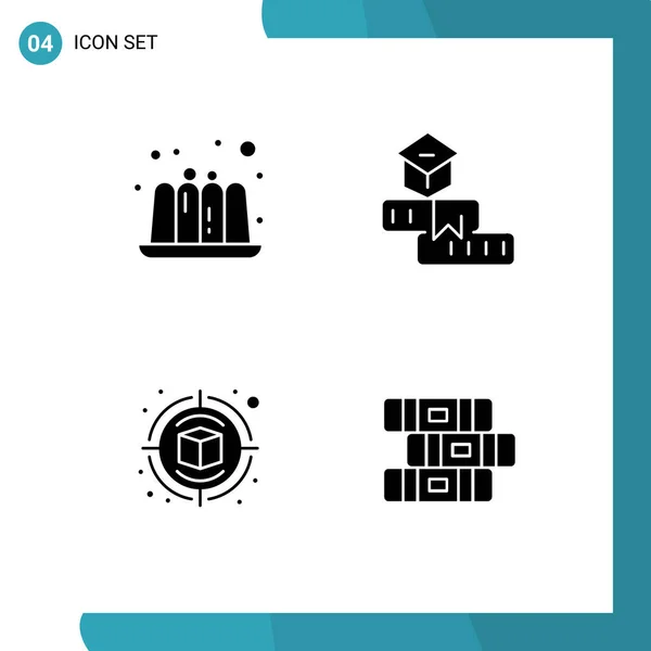 Set Modern Icons Sysymbols Signs Cake Creative Education School Thinking — Vector de stock