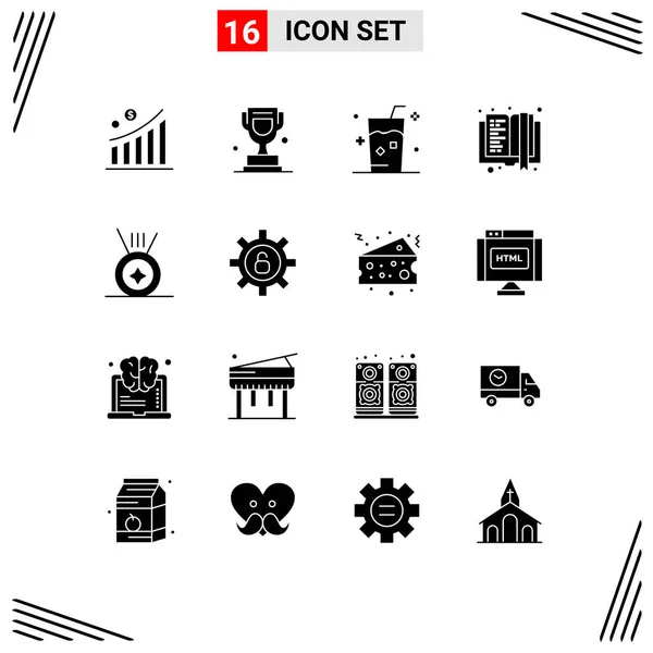 Interface Utilisateur Glyphe Solide Pack Signes Symboles Modernes Médaille Learning — Image vectorielle
