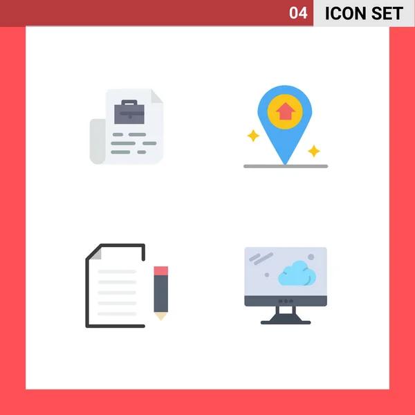 Interface Usuário Flat Icon Pack Modern Signs Symbols Document Extension — Vetor de Stock
