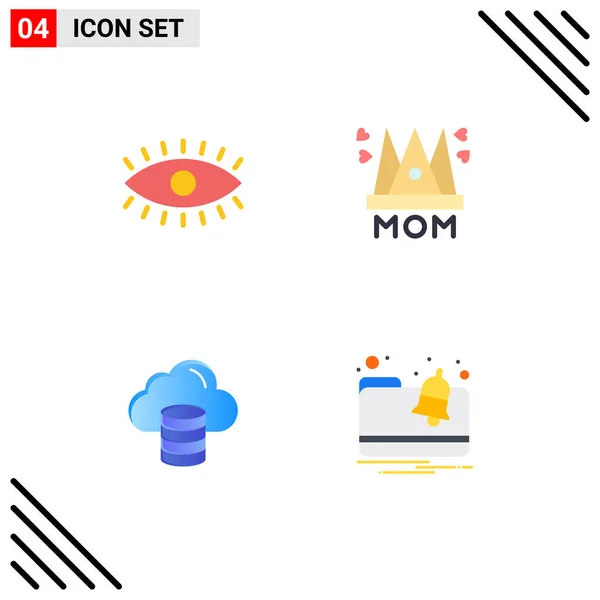 User Interface Flat Icon Pack Signes Symboles Modernes Oeil Nuage — Image vectorielle