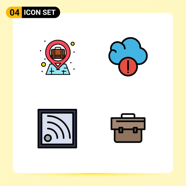 Universal Icon Symbols Group Modern Filledline Flat Colors Bag Wifi — Vetor de Stock