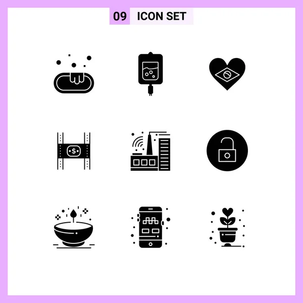 Universal Icon Symbols Group Modern Solid Glyphs Factory Film Brazil — Stock Vector