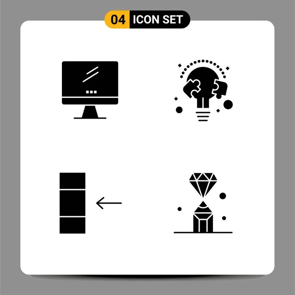 Stock Vector Icon Pack Line Signs Sysymbols Computer Bulb Imac — Vector de stock