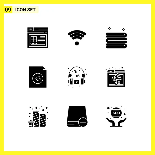 Creative Icons Modern Signs Sysymbols Browser Headphone Cleaning Hobby Sync — Archivo Imágenes Vectoriales