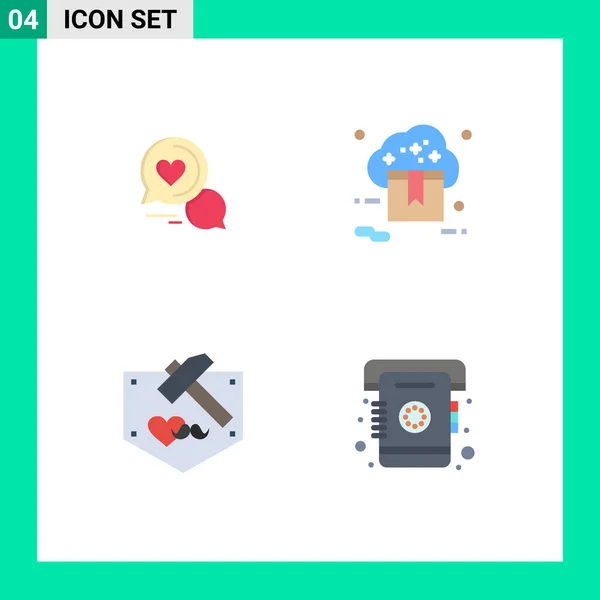 Editierbare Vector Line Pack Mit Einfachen Flachen Icons Der Chat — Stockvektor