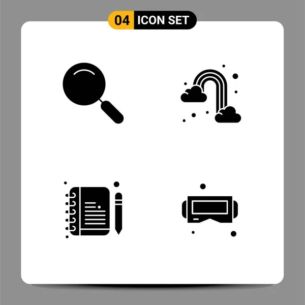 Universal Icon Symbols Group Modern Solid Glyphs General Compose Search — Stock Vector