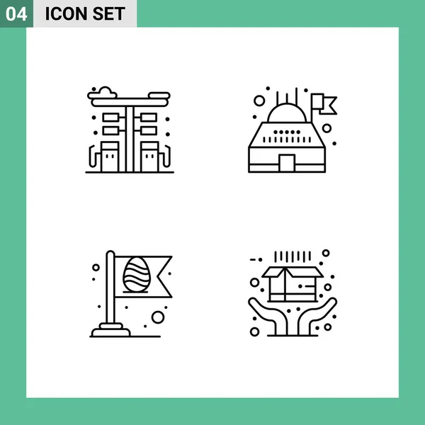 Icône Vectorielle Stock Paquet Signes Symboles Ligne Pour Ville Pâques — Image vectorielle