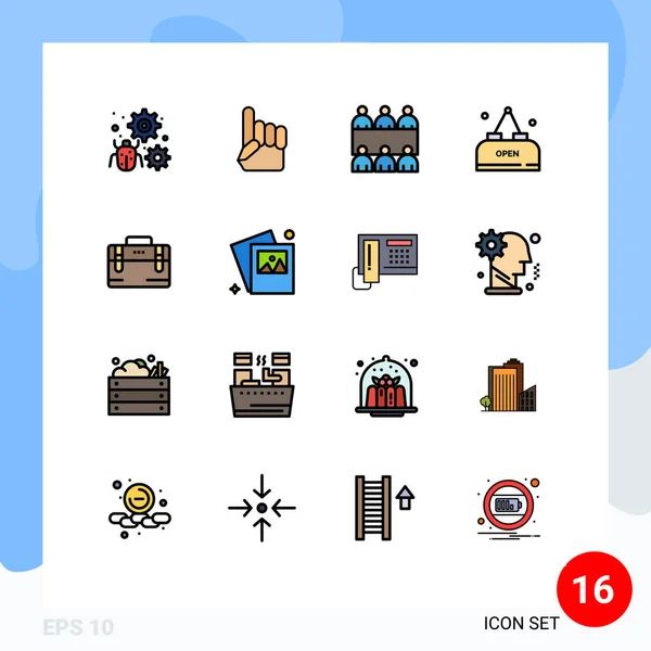 Stock Vector Icon Pack Mit Zeilenzeichen Und Symbolen Für Bürotasche — Stockvektor