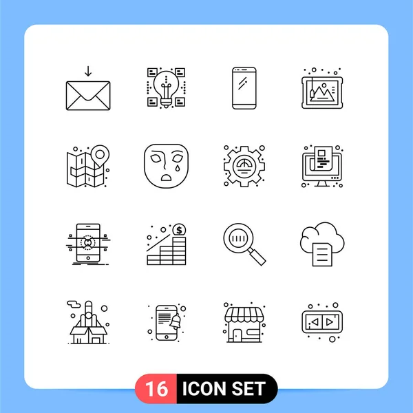 Creative Icons Modern Signs Sysymbols Map History Smart Phone Arts — Archivo Imágenes Vectoriales