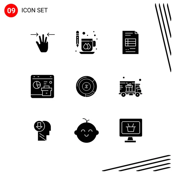 Stock Vector Icon Pack Mit Zeilenzeichen Und Symbolen Für Daten — Stockvektor