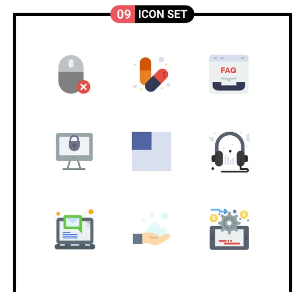 Set Modern Icons Sysymbols Signs Lock Computer Muscle Help Contact — Vector de stock