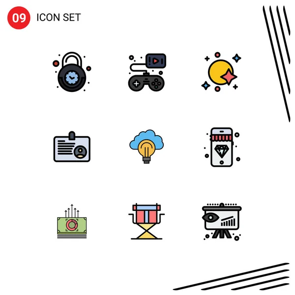 Set Modern Icons Sysymbols Signs Employee Card Video Game User — Vector de stock