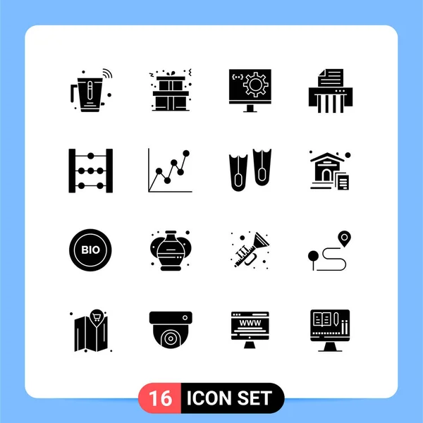 Conjunto Icones Modernos Símbolos Sinais Para Educação Triturador Codificação Papel — Vetor de Stock