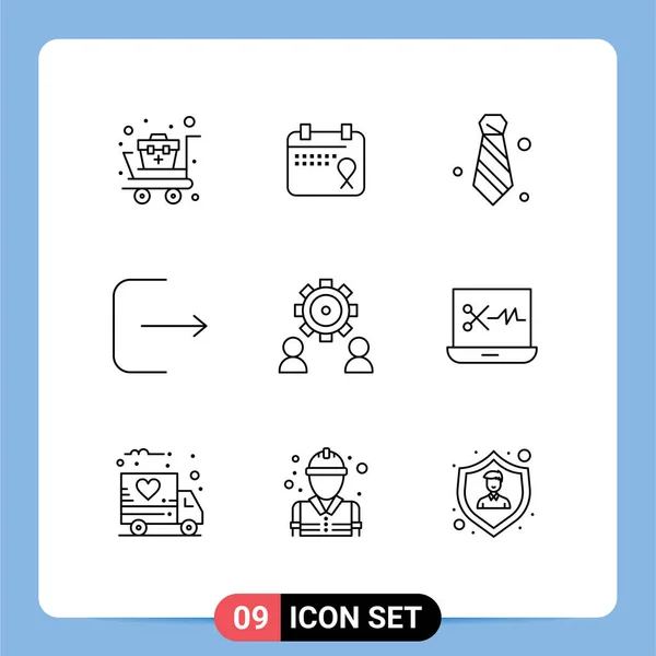Universal Icon Symbols Group Modernos Contornos Preferência Configurar Traje Logout — Vetor de Stock